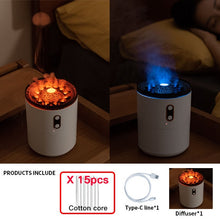 Load image into Gallery viewer, REUP Volcanic Flame Aroma Diffuser Essential Oil 360ml Portable Air Humidifier with Cute Smoke Ring Night Light Lamp Fragrance