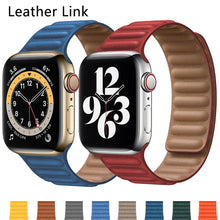 Load image into Gallery viewer, Leather Strap for Apple Watch Band 45mm 41mm 44mm 40mm Original Magnetic Loop Link Bracelet iWatch Ultar 8 7 6 SE 5 4 3 42mm