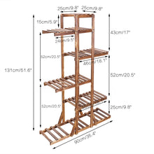 Load image into Gallery viewer, 6 Tier Wooden Plant Stand Carbonized Wood Plant Stand Holder Flower Display Stand Flower Pot Rack Bonsai Display Bench Patio She