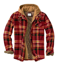Load image into Gallery viewer, Thickened Cotton Padded Plaid Long Sleeve Loose Hooded Jacket