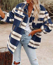Load image into Gallery viewer, Women's Long-sleeved Loose Plaid Shirt Woolen Jacket