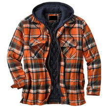 Load image into Gallery viewer, Thickened Cotton Padded Plaid Long Sleeve Loose Hooded Jacket
