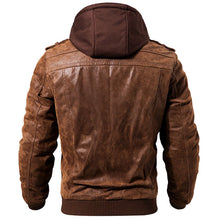 Load image into Gallery viewer, Winter Fashion Motorcycle Leather Jacket Men Slim Fit Oblique Zipper PU Jackets Autumn Mens Leather Biker Coats Warm Streetwear
