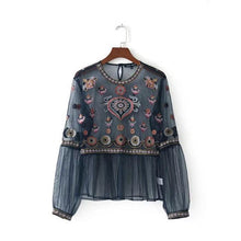 Load image into Gallery viewer, Sheer Mesh Floral Embroidery Top
