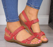 Load image into Gallery viewer, Fish Mouth Flat Wedge Heel Velcro Casual Sandals
