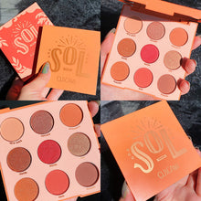 Load image into Gallery viewer, Nine-Color Fruit Eyeshadow Tray Peach Strawberry Orange Soda Honey Tray Pearl Sequins Daily Wild Net Red
