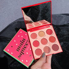 Load image into Gallery viewer, Nine-Color Fruit Eyeshadow Tray Peach Strawberry Orange Soda Honey Tray Pearl Sequins Daily Wild Net Red
