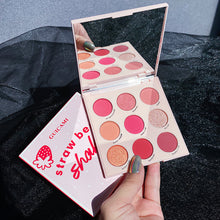 Load image into Gallery viewer, Nine-Color Fruit Eyeshadow Tray Peach Strawberry Orange Soda Honey Tray Pearl Sequins Daily Wild Net Red
