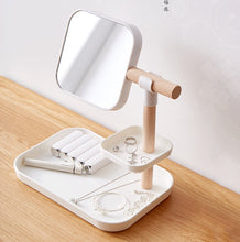 Load image into Gallery viewer, Desktop Cosmetics Storage Box Makeup Brush Lipstick Mask Skin Care Products With Mirror Dressing Table Finishing Rack
