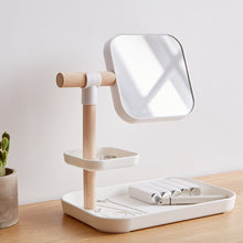 Load image into Gallery viewer, Desktop Cosmetics Storage Box Makeup Brush Lipstick Mask Skin Care Products With Mirror Dressing Table Finishing Rack
