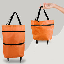 Load image into Gallery viewer, 2 in 1 Foldable Shopping Cart with Wheels Premium Oxford Fabric Multifunction Shopping Bag Organizer with High Capacity

