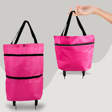 Load image into Gallery viewer, 2 in 1 Foldable Shopping Cart with Wheels Premium Oxford Fabric Multifunction Shopping Bag Organizer with High Capacity
