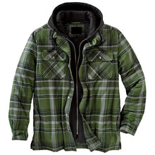 Load image into Gallery viewer, Thickened Cotton Padded Plaid Long Sleeve Loose Hooded Jacket
