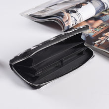 Load image into Gallery viewer, Fashion Long Zipper Women Wallets Bright Leather Black and White Wallet Wallet Prismatic Bag Flower Corner Clutch Bag Purse
