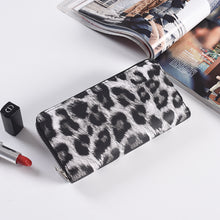 Load image into Gallery viewer, Fashion Long Zipper Women Wallets Bright Leather Black and White Wallet Wallet Prismatic Bag Flower Corner Clutch Bag Purse
