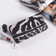 Load image into Gallery viewer, Fashion Long Zipper Women Wallets Bright Leather Black and White Wallet Wallet Prismatic Bag Flower Corner Clutch Bag Purse
