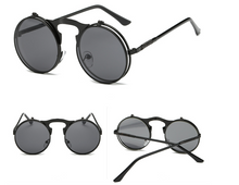 Load image into Gallery viewer, New Vintage Round Steampunk Sunglasses Flip-Up UV Protection Metal Frame Men  Summer Cycling Sun Glasses
