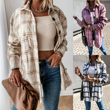 Load image into Gallery viewer, Retro plaid long-sleeved shirt jacket women
