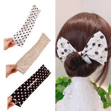 Load image into Gallery viewer, Women Elegant Solid Print Bun DIY Hairstyle Making Hold Long Tools Bow Headband Hairbands Fashion Hair Accessories
