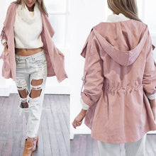 Load image into Gallery viewer, Solid color hooded trench coat
