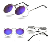 Load image into Gallery viewer, New Vintage Round Steampunk Sunglasses Flip-Up UV Protection Metal Frame Men  Summer Cycling Sun Glasses
