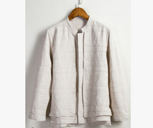 Load image into Gallery viewer, Linen long-sleeved shirt men&#39;s Chinese style men&#39;s cotton and linen shirt Chinese style men&#39;s Tang suit shirt tide
