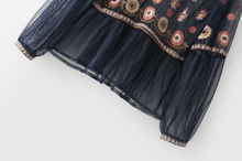 Load image into Gallery viewer, Sheer Mesh Floral Embroidery Top
