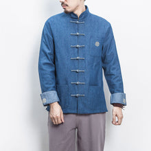 Load image into Gallery viewer, Retro Fashion Chinese Style Hanfu Denim Jacket Cheongsam Top Shirt
