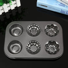 Load image into Gallery viewer, DIY baking tools six non stick coating of high quality flat round 6 cups and 6 hole tray cake mold
