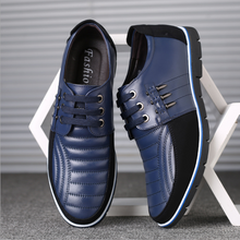 Load image into Gallery viewer, Men&#39;s Leather Shoes Korean Casual Leather Shoes First Layer Cowhide Three-color Lace Round Head Hollow Dress Youth Shoes
