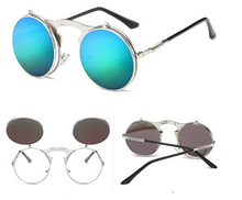 Load image into Gallery viewer, New Vintage Round Steampunk Sunglasses Flip-Up UV Protection Metal Frame Men  Summer Cycling Sun Glasses
