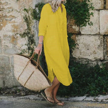Load image into Gallery viewer, Elegant Solid Color Slit Dress Long Shirt Dress
