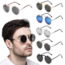 Load image into Gallery viewer, New Vintage Round Steampunk Sunglasses Flip-Up UV Protection Metal Frame Men  Summer Cycling Sun Glasses
