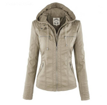 Load image into Gallery viewer, Europe Hot Removable Solid Leather Jacket Lapel Ms.
