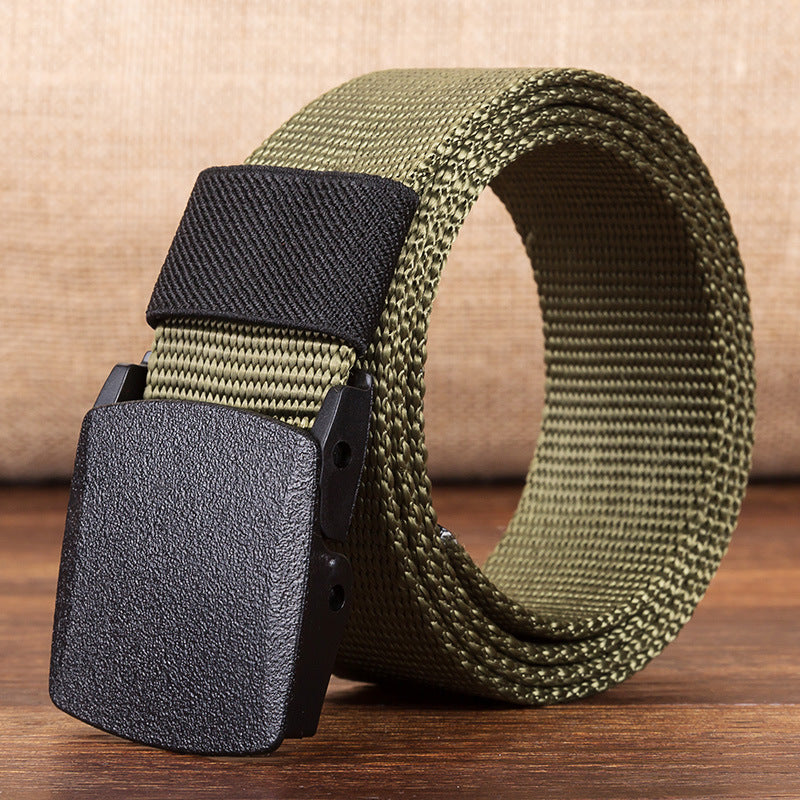 Canvas belt men hypoallergenic canvas belt woven nylon plastic buckle outdoor leisure