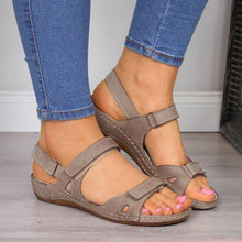Load image into Gallery viewer, Fish Mouth Flat Wedge Heel Velcro Casual Sandals
