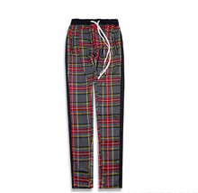 Load image into Gallery viewer, Men&#39;s and women&#39;s autumn and winter new plaid bar stitching zipper pants Biebi same paragraph casual pants
