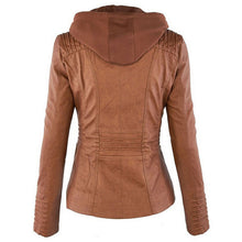 Load image into Gallery viewer, Europe Hot Removable Solid Leather Jacket Lapel Ms.
