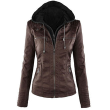 Load image into Gallery viewer, Europe Hot Removable Solid Leather Jacket Lapel Ms.
