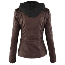 Load image into Gallery viewer, Europe Hot Removable Solid Leather Jacket Lapel Ms.
