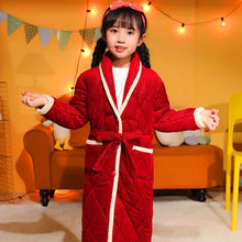 Load image into Gallery viewer, Coral Fleece Quilted Bathrobe For Baby Kids
