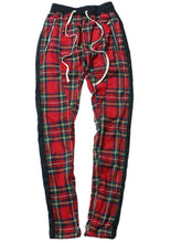 Load image into Gallery viewer, Men&#39;s and women&#39;s autumn and winter new plaid bar stitching zipper pants Biebi same paragraph casual pants
