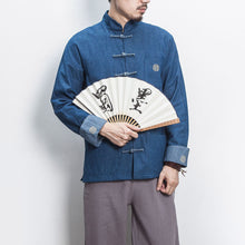 Load image into Gallery viewer, Retro Fashion Chinese Style Hanfu Denim Jacket Cheongsam Top Shirt
