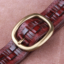 Load image into Gallery viewer, The First Layer Of Pure Cowhide Woven Men&#39;s Leather Belt With Copper Buckle
