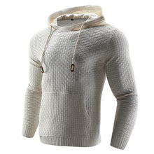 Load image into Gallery viewer, Men Hooded Sweater Solid Color Plaid Hoodies Male Elastic Hoodie

