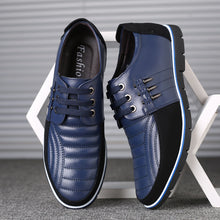 Load image into Gallery viewer, Men&#39;s Leather Shoes Korean Casual Leather Shoes First Layer Cowhide Three-color Lace Round Head Hollow Dress Youth Shoes
