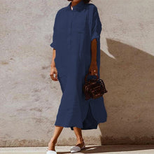 Load image into Gallery viewer, Elegant Solid Color Slit Dress Long Shirt Dress
