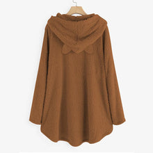 Load image into Gallery viewer, Hooded Pullover Cat Print Long Sleeved Reversible Velvet Sweater
