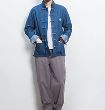 Load image into Gallery viewer, Retro Fashion Chinese Style Hanfu Denim Jacket Cheongsam Top Shirt
