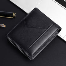 Load image into Gallery viewer, Anti-magnetic Theft Brush Retro Oil Leather Wallet Smooth Touch RFID Business Men Standard Wallet With Photo Window
